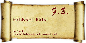 Földvári Béla névjegykártya