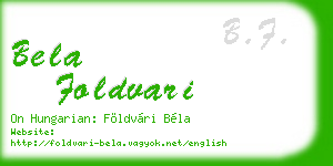 bela foldvari business card